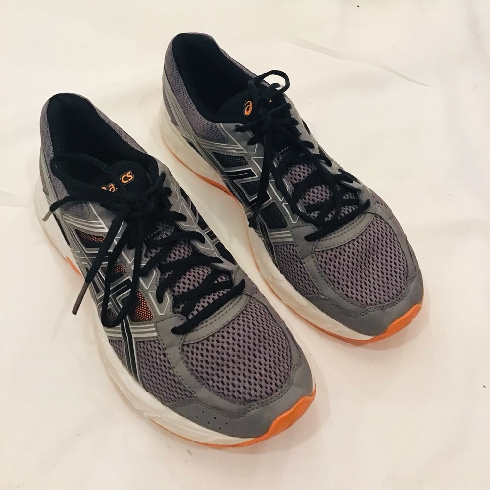 ASICS Gray and Orange Men's Athletic Running Sneakers
